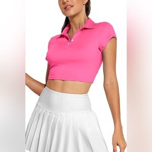 Tennis/Golf Short Sleeve Collared Crop Shirt
